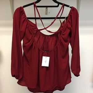 Burgundy long sleeve top